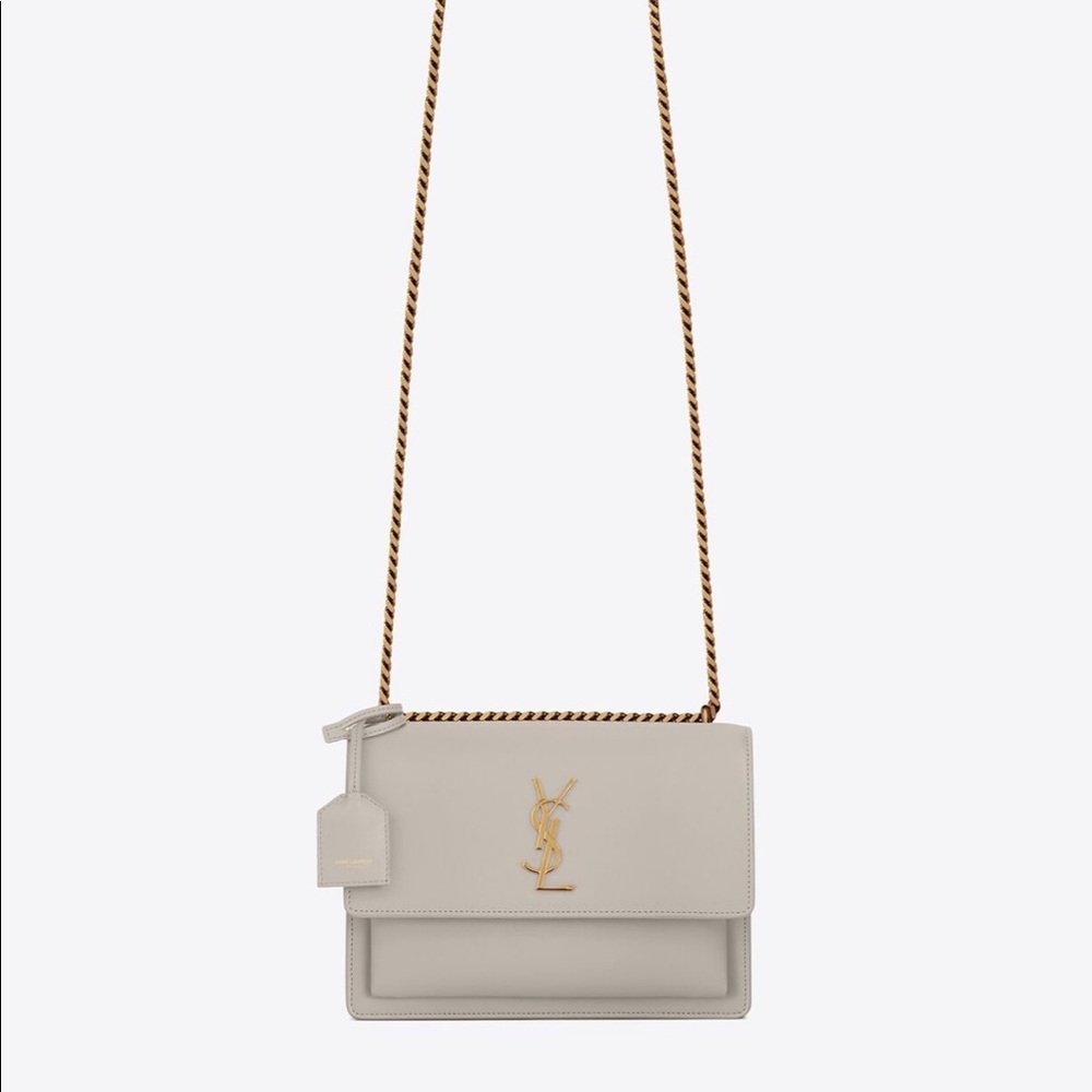 YSL SUNSET MEDIUM IN SMOOTH LEATHER IN BLANC VINTAGE